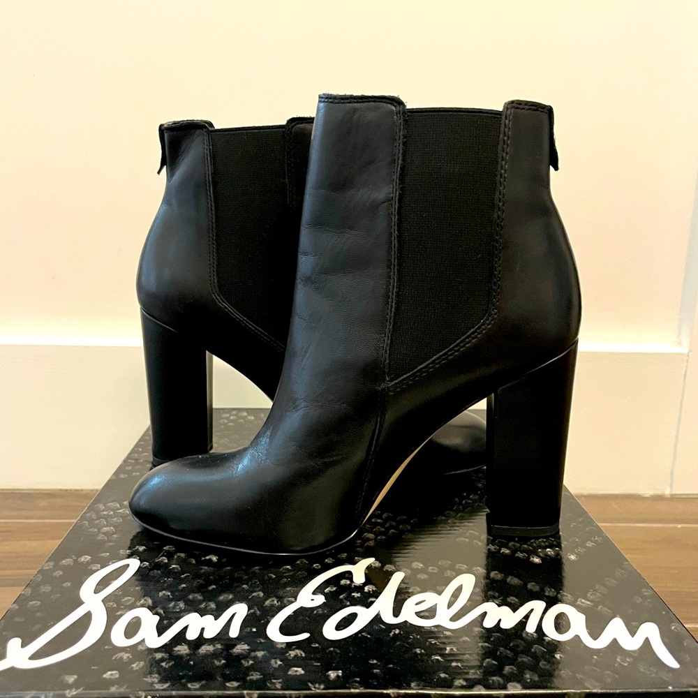 Sam Edelman Case Leather Block Heel Boots